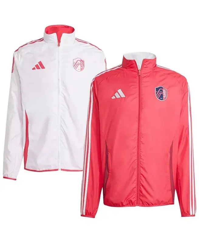 Men's Red/White St. Louis City SC 2025 Anthem Reversible Full-Zip Jacket-Red, White - ADIDAS