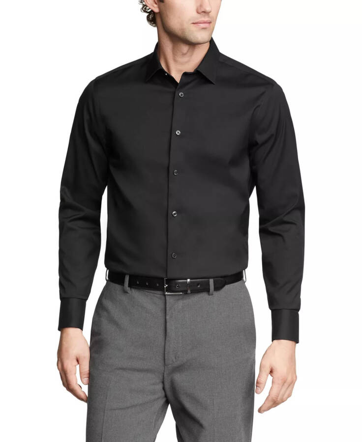 Men's Refined Cotton Stretch Regular Fit Dress Shirt BLACK - 1