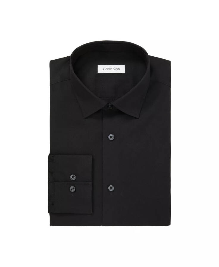 Men's Refined Cotton Stretch Regular Fit Dress Shirt BLACK - 3