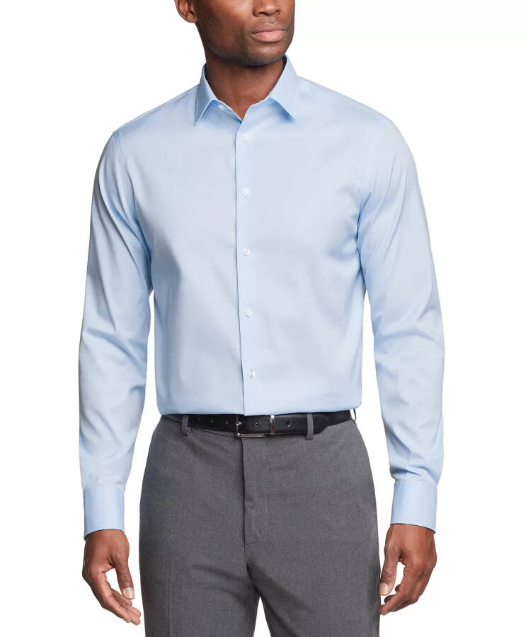 Men's Refined Cotton Stretch Regular Fit Dress Shirt Blue - 1