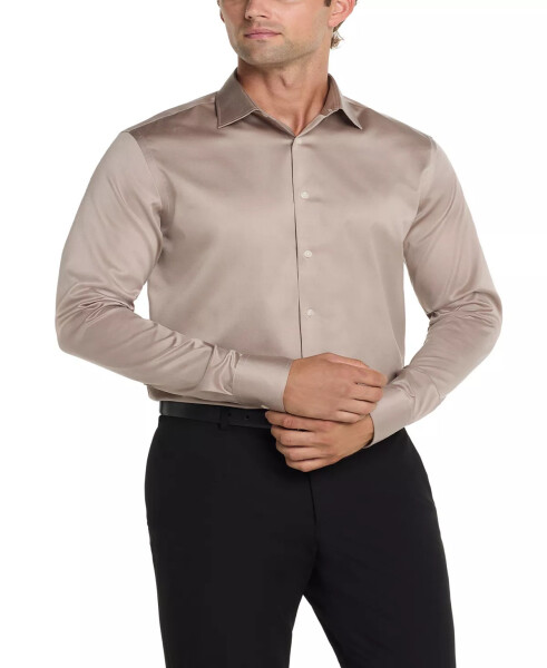 Men's Refined Cotton Stretch, Regular Fit Dress Shirt Khaki - 1