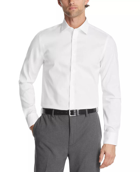 Men's Refined Cotton Stretch Regular Fit Dress Shirt White - 1