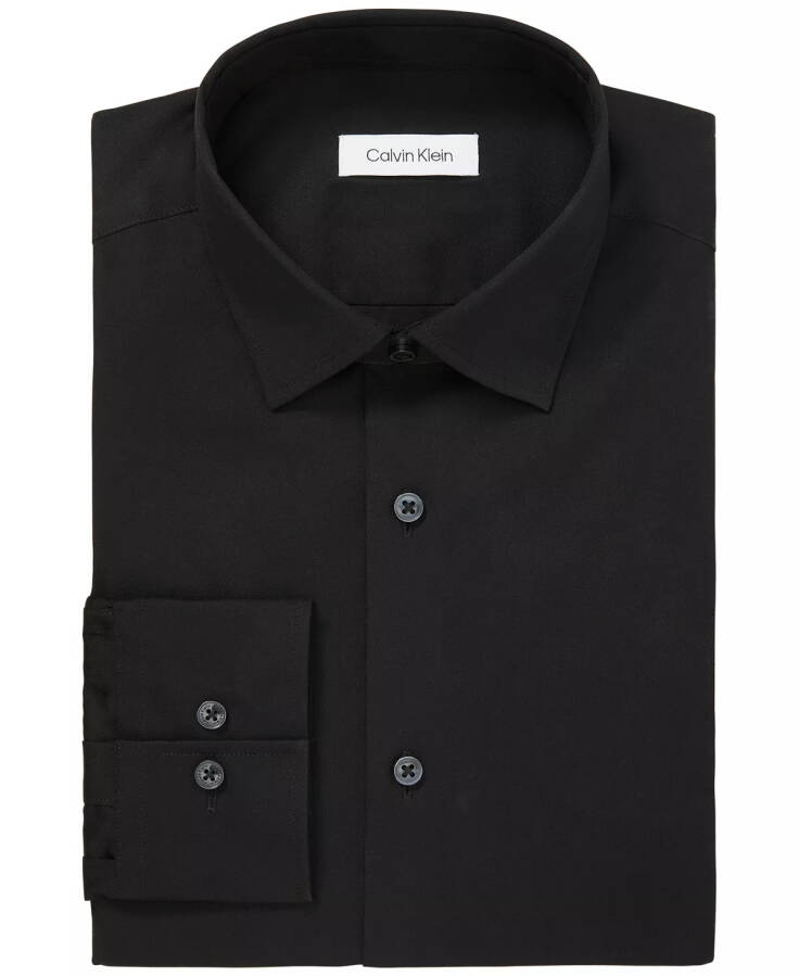 Men's Refined Slim Fit Stretch Dress Shirt Black - 3