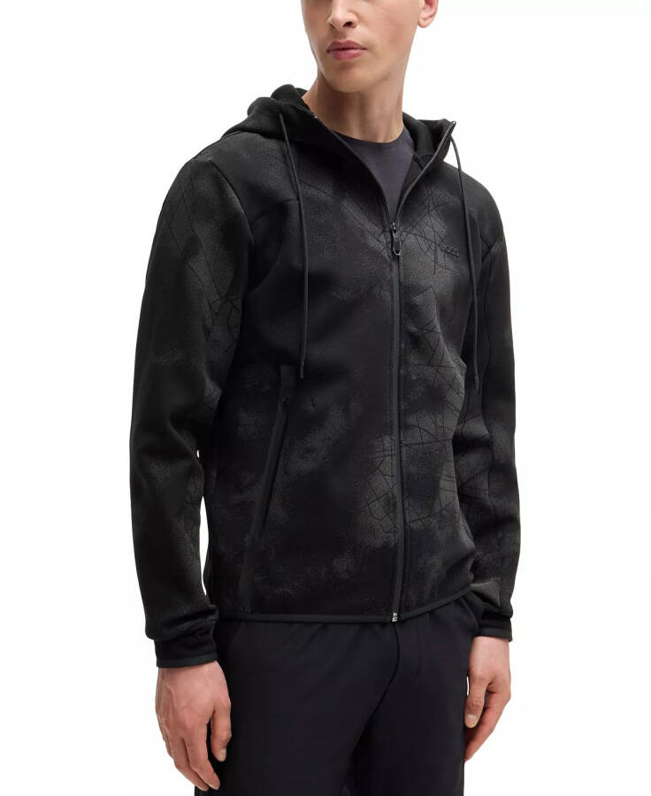 Men’s Reflective Artwork Zip-Up Hoodie Black - 1