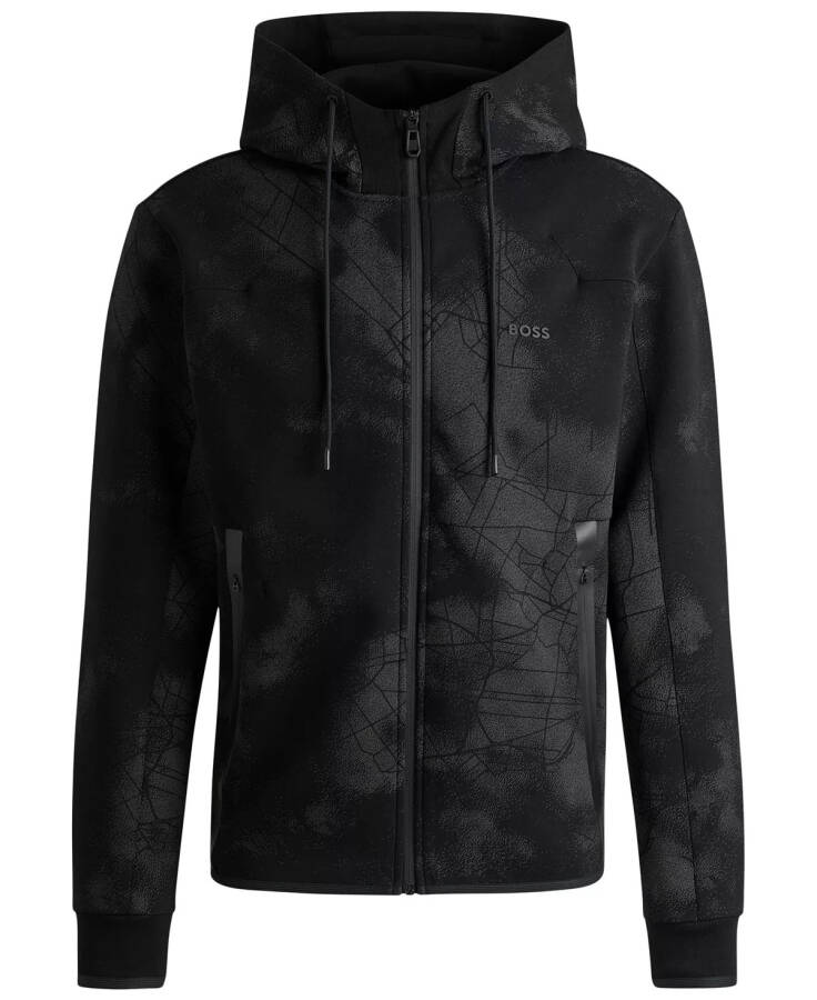 Men’s Reflective Artwork Zip-Up Hoodie Black - 2