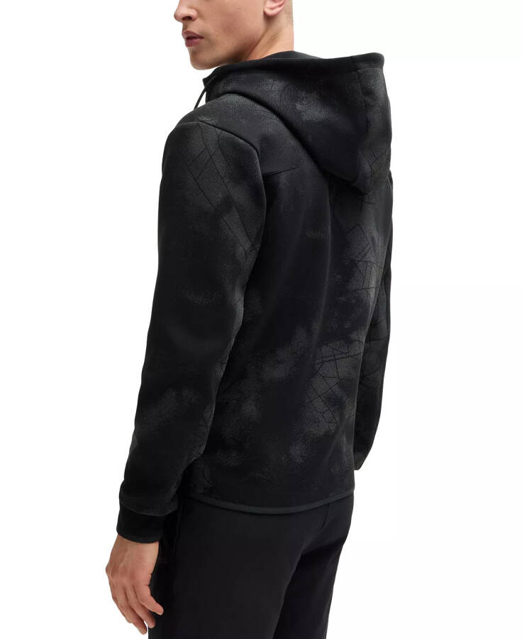 Men’s Reflective Artwork Zip-Up Hoodie Black - 4