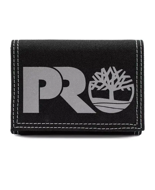 Men's Reflective Print Trifold Wallet-Black - 1