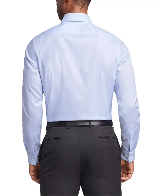 Men's Regular Fit Airsoft Stretch Ultra Wrinkle Free Dress Shirt-Light Blue - 2