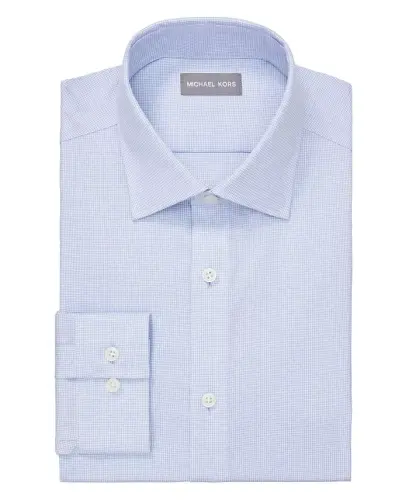 Men's Regular Fit Airsoft Stretch Ultra Wrinkle Free Dress Shirt-Light Blue - 3