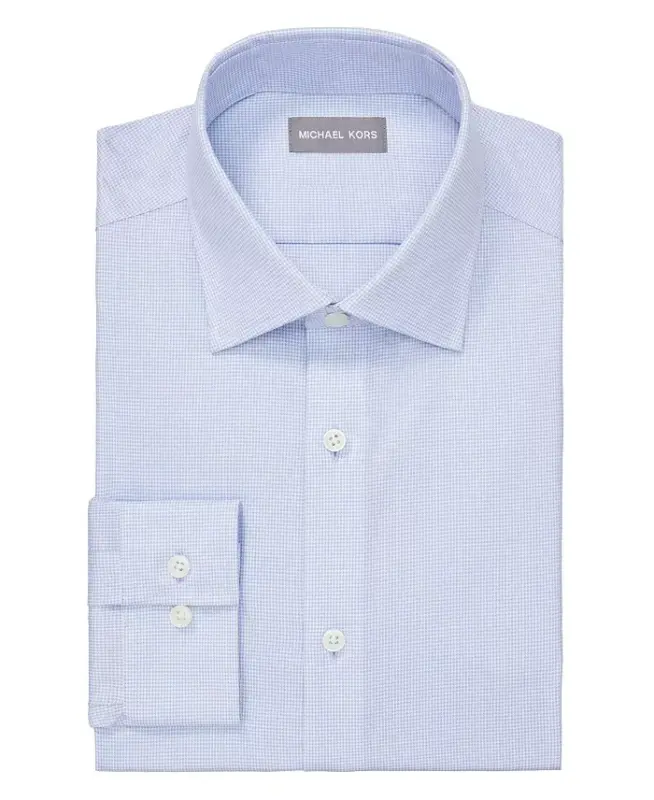 Men's Regular Fit Airsoft Stretch Ultra Wrinkle Free Dress Shirt-Light Blue - 3
