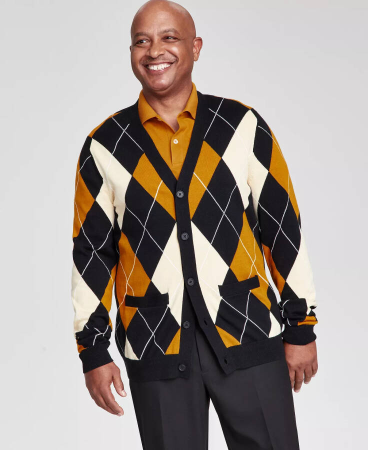 Men's Regular-Fit Argyle Cardigan, Created for Modazone Golden - 6