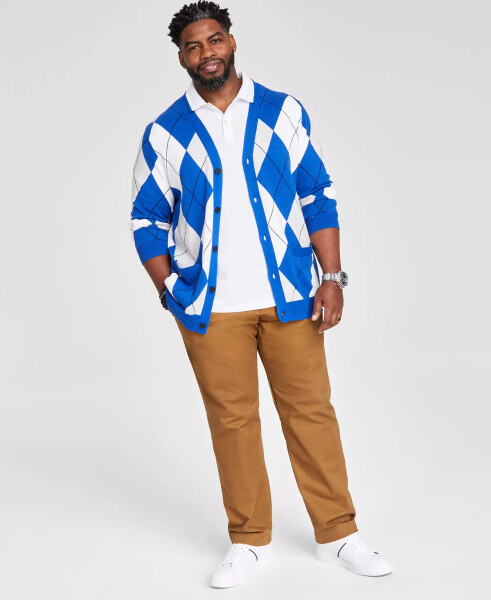 Men's Regular-Fit Argyle Cardigan, Created for Modazone Royal Blue - 5