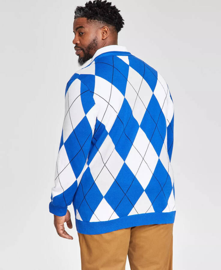 Men's Regular-Fit Argyle Cardigan, Created for Modazone Royal Blue - 8