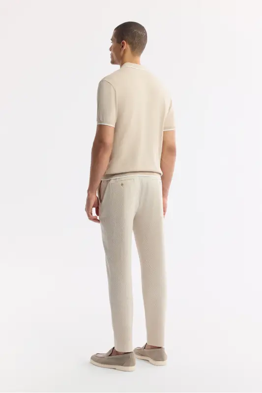 Men's Regular Fit Beige Polo Collar Rayon Knitted T-Shirt A51Y5056 - 4