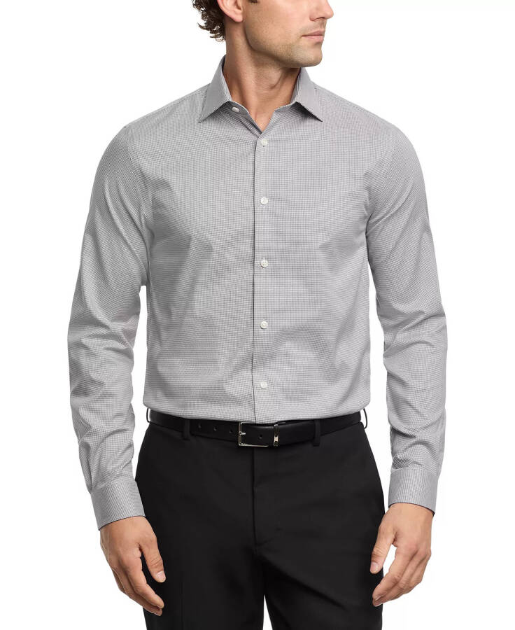 Men's Regular Fit Comfort Stretch Ultra Wrinkle-Resistant Solid Dress Shirt Dark Grey - 1