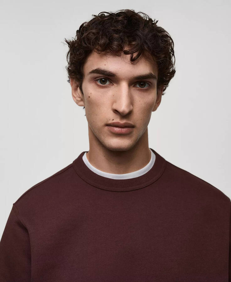Men's Regular-Fit Cotton Sweatshirt Burgundy - 3