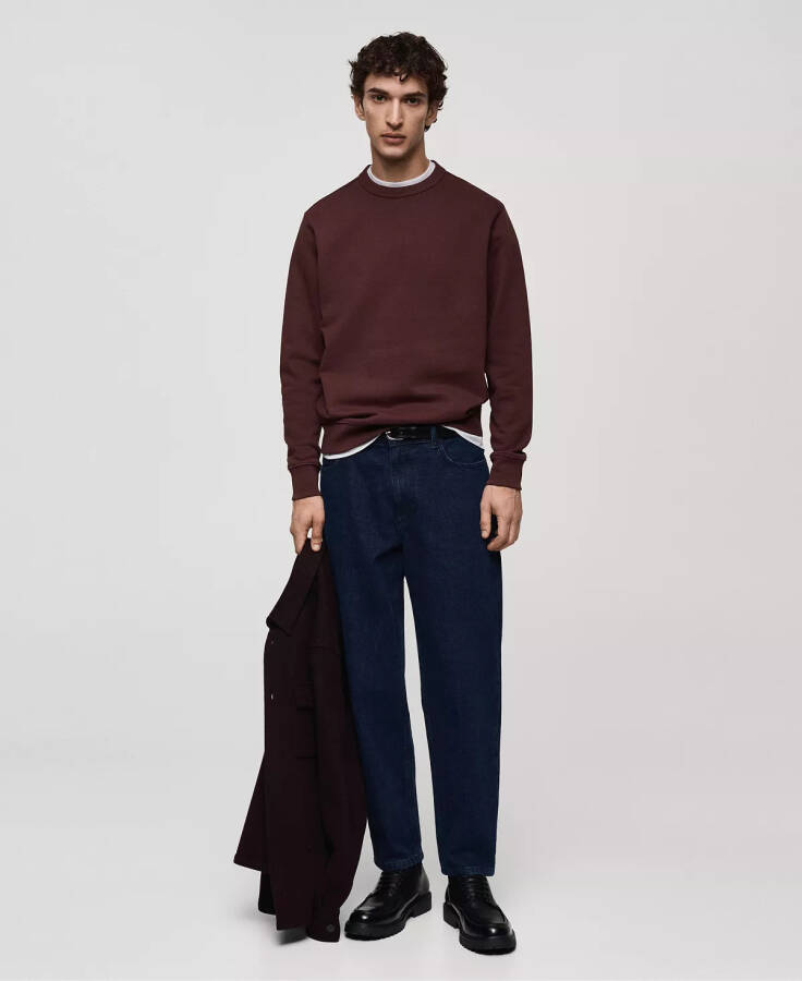 Men's Regular-Fit Cotton Sweatshirt Burgundy - 4
