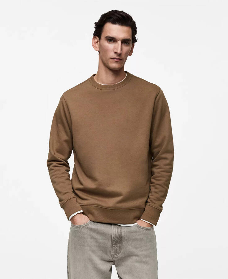 Men's Regular-Fit Cotton Sweatshirt Medium Brown - 1