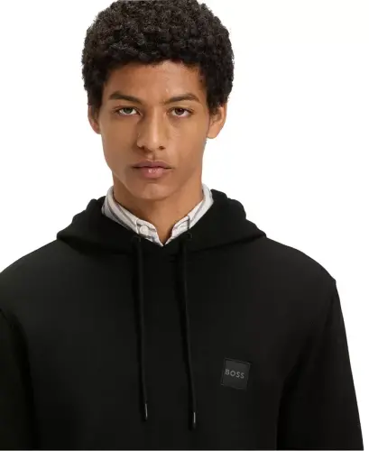 Men's Regular-Fit Cotton Terry Logo Patch Hoodie - 3