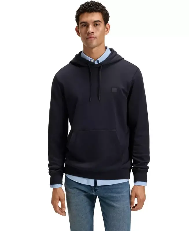 Men's Regular-Fit Cotton Terry Logo Patch Hoodie - 3