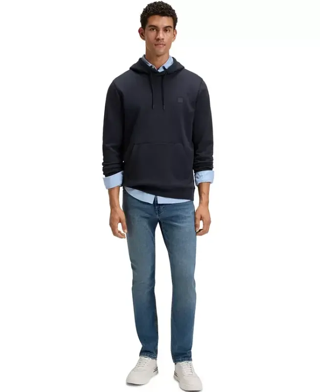 Men's Regular-Fit Cotton Terry Logo Patch Hoodie - 4