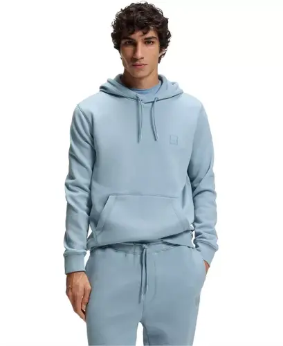 Men's Regular-Fit Cotton Terry Logo Patch Hoodie - Blue - 1