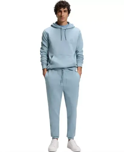 Men's Regular-Fit Cotton Terry Logo Patch Hoodie - Blue - 4