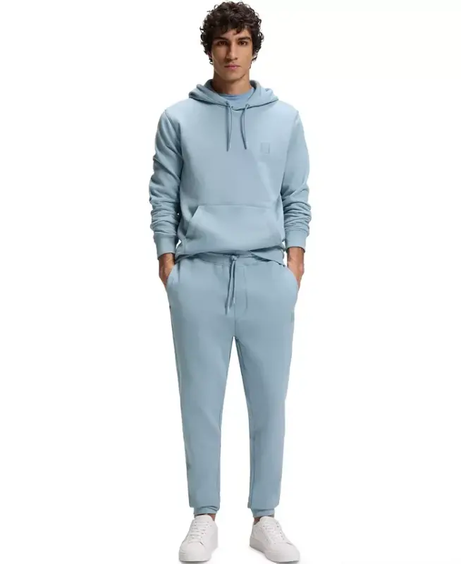 Men's Regular-Fit Cotton Terry Logo Patch Hoodie - Blue - 4