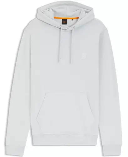 Men's Regular-Fit Cotton Terry Logo Patch Hoodie - Open Gray - 3