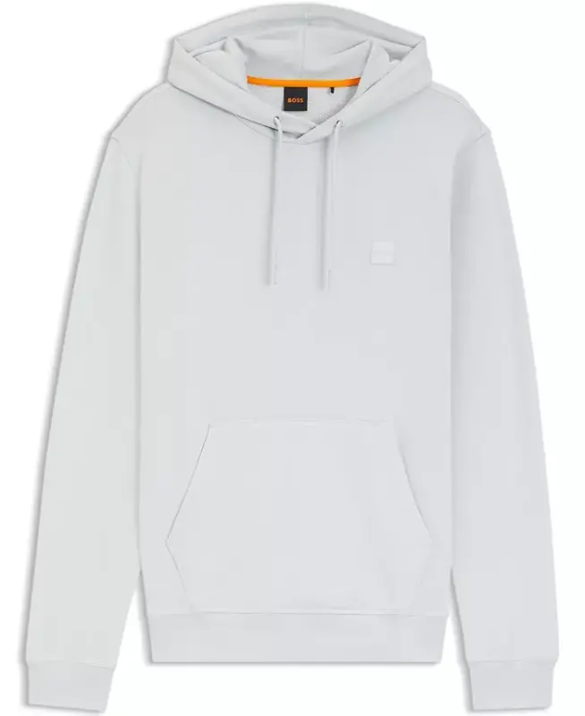 Men's Regular-Fit Cotton Terry Logo Patch Hoodie - Open Gray - 3