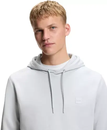 Men's Regular-Fit Cotton Terry Logo Patch Hoodie - Open Gray - 5