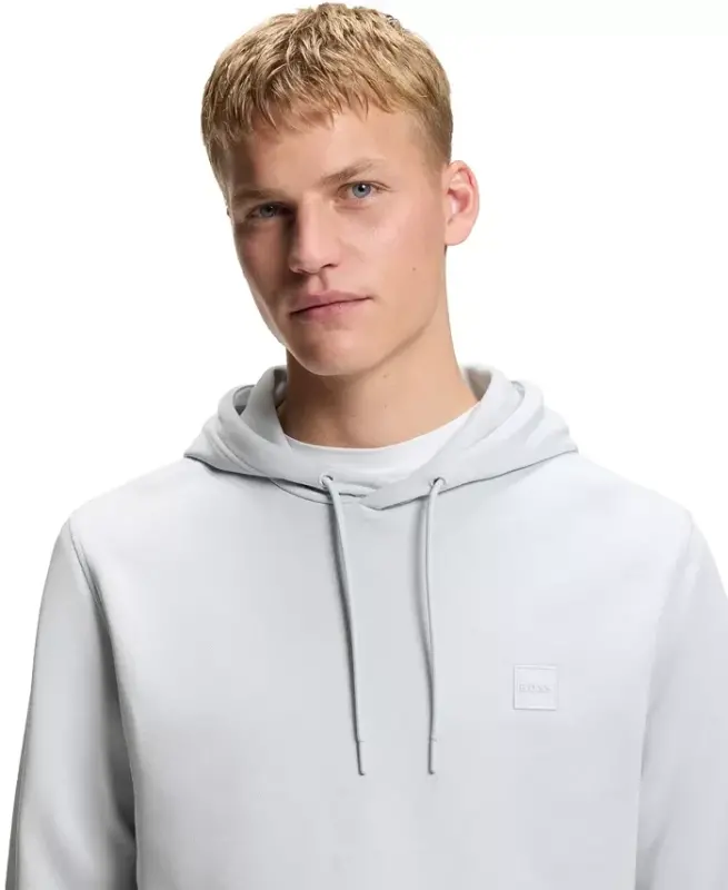 Men's Regular-Fit Cotton Terry Logo Patch Hoodie - Open Gray - 5