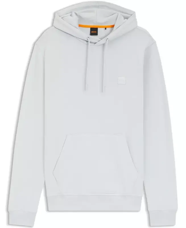 Men's Regular-Fit Cotton Terry Logo Patch Hoodie - Open Gray - 2