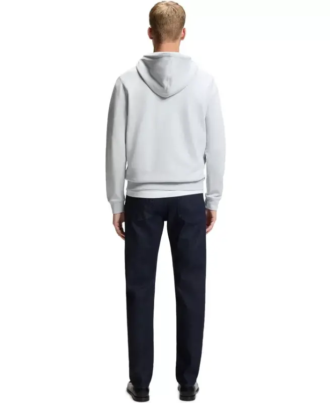 Men's Regular-Fit Cotton Terry Logo Patch Hoodie - Open Gray - 3