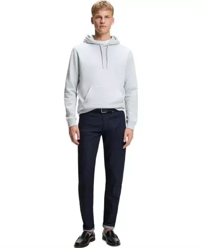 Men's Regular-Fit Cotton Terry Logo Patch Hoodie - Open Gray - 4