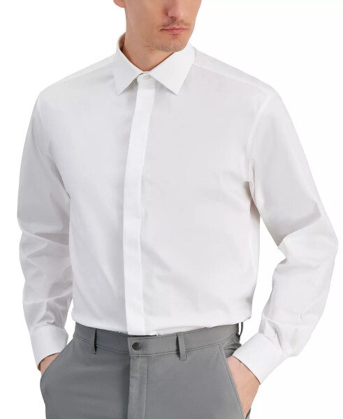 Men's Regular Fit Covered Placket Tuxedo Shirt, Created for Modazone Bright White - 1