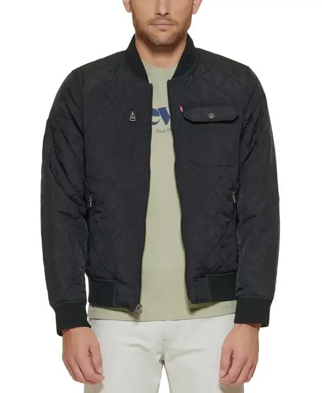 Men's Regular-Fit Diamond-Quilted Bomber Jacket - Black - LEVI'S