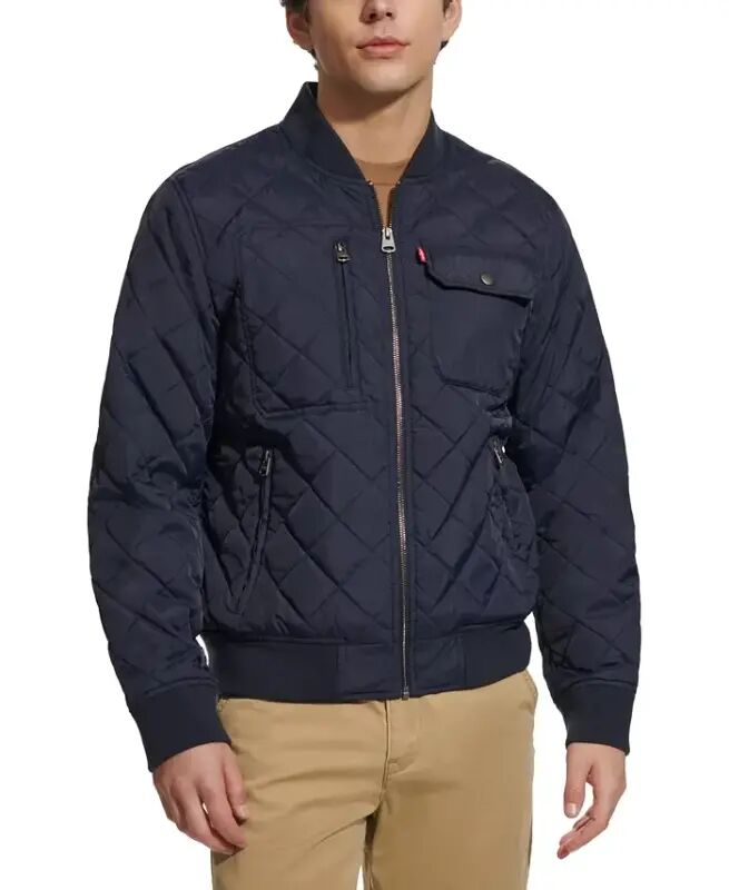 Men's Regular-Fit Diamond-Quilted Bomber Jacket - Navy - Levi's