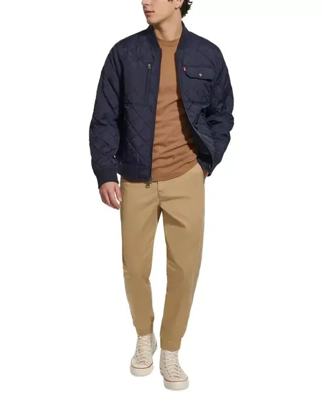 Men's Regular-Fit Diamond-Quilted Bomber Jacket - Navy - 5