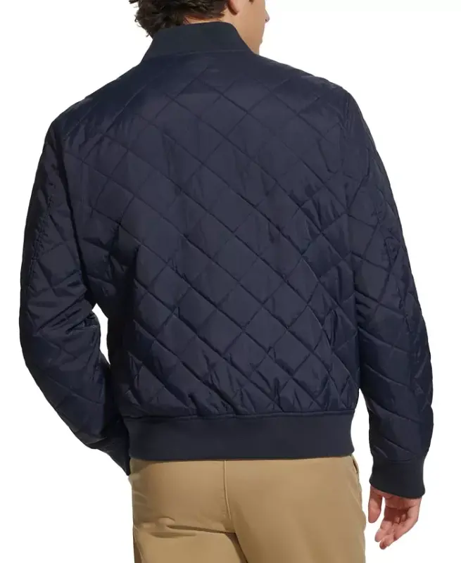 Men's Regular-Fit Diamond-Quilted Bomber Kurtka - To'q ko'k - 2