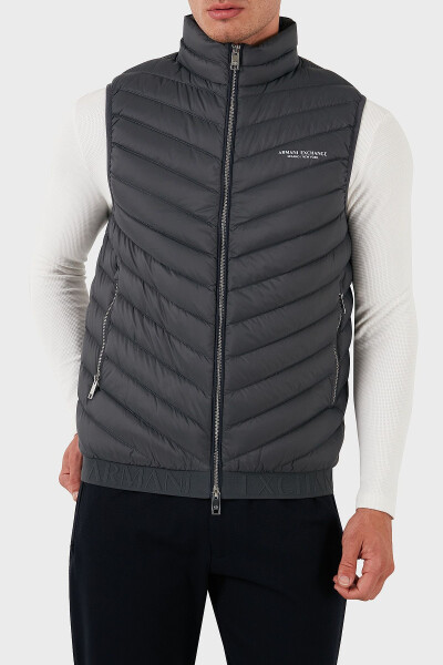 Men's regular fit double zipper stand collar vest. - 1