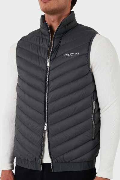 Men's regular fit double zipper stand collar vest. - 5