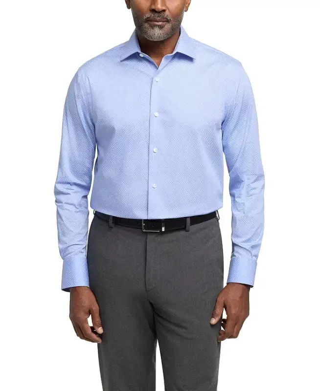 Men's Regular Fit Dress Shirt-Blue - TOMMY HILFIGER
