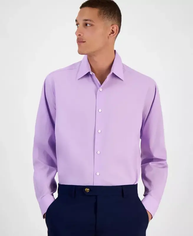 Men's Regular-Fit Dress Shirt, Created for Modazone - Purple Roses - 1