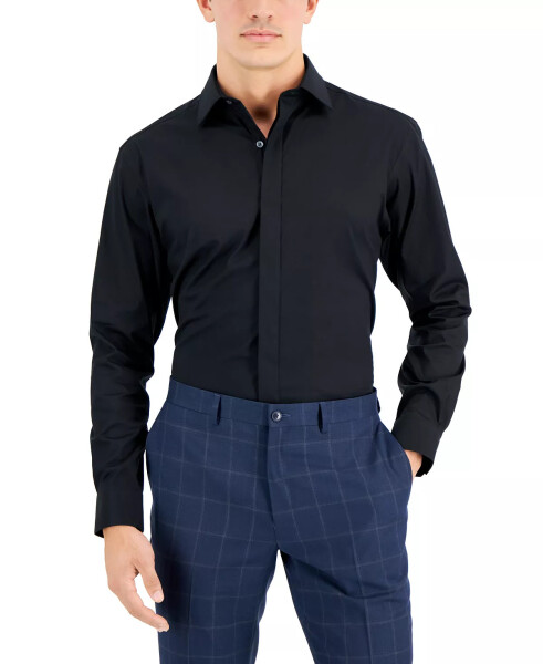 Men's Regular Fit Formal Convertible-Cuff Dress Shirt, Created for Modazone Deep Black - 1