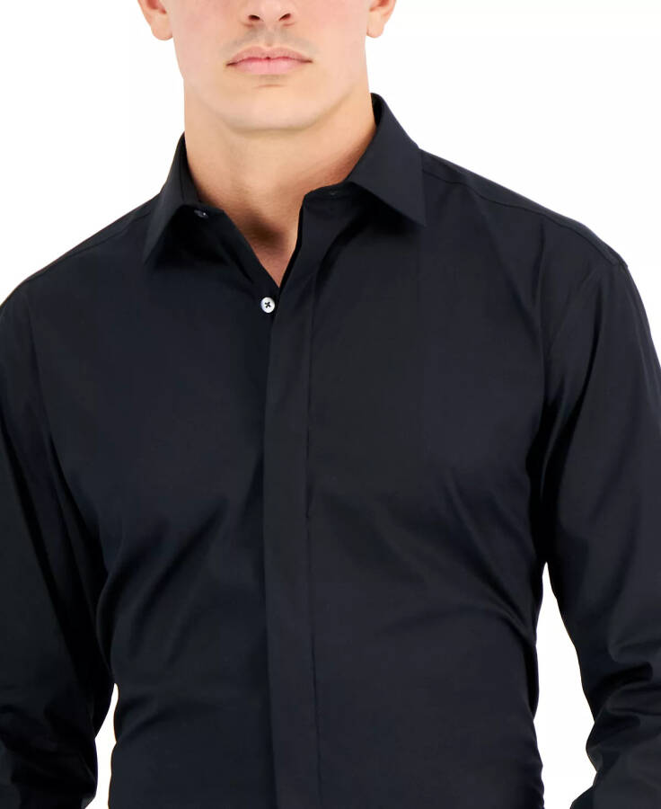 Men's Regular Fit Formal Convertible-Cuff Dress Shirt, Created for Modazone Deep Black - 3