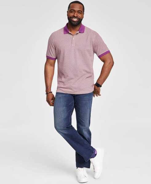 Men's Regular-Fit Geo-Print Performance Polo Shirt, Created for Modazone Purple - 5