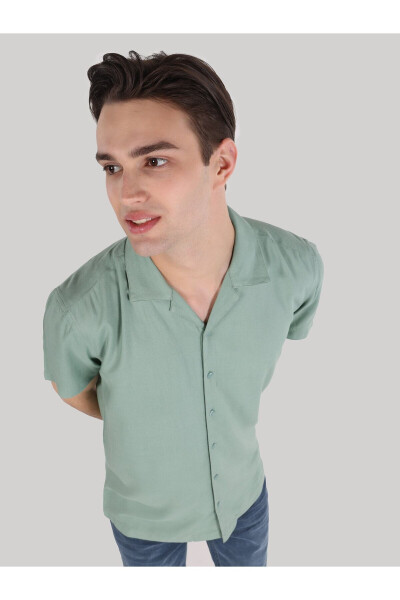 Men's regular fit green short sleeve shirt - 3