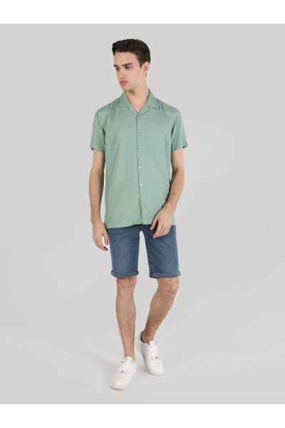 Men's regular fit green short sleeve shirt - 4