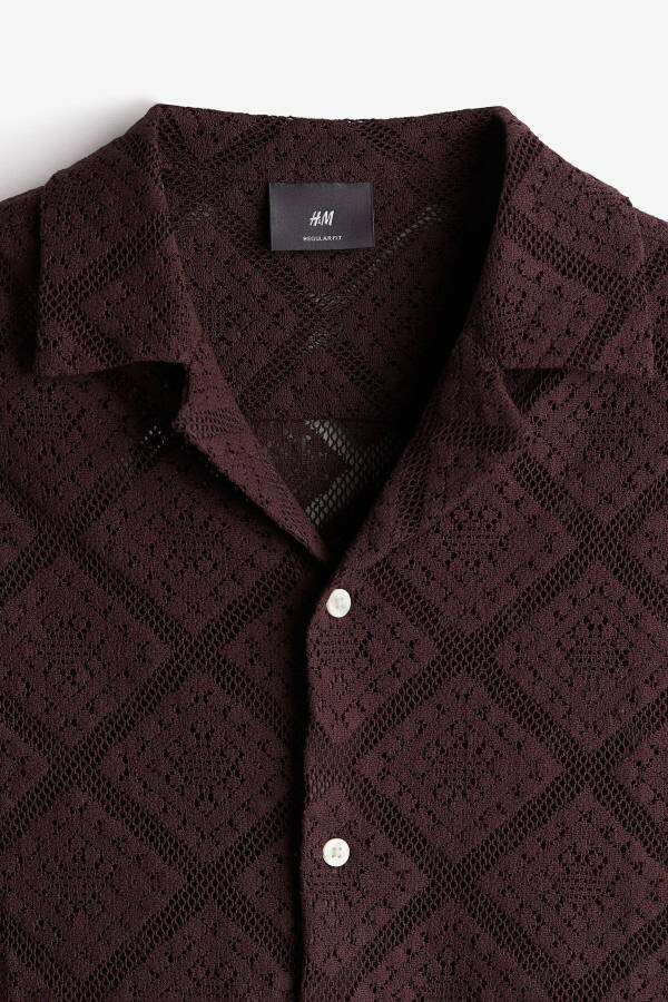 Men's regular fit, knit look collared shirt. - 3